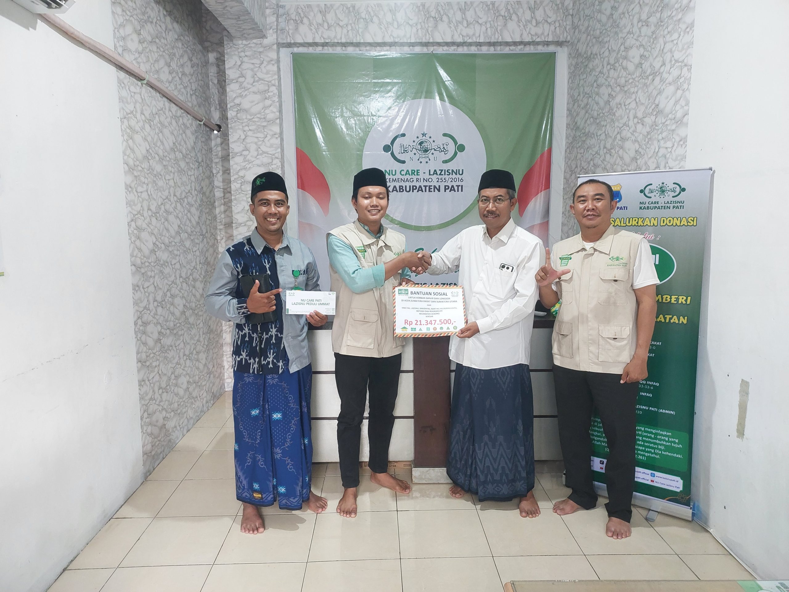 LAZISNU Winong Salurkan Bantuan Korban Banjir di Sumatera Barat, Sumatera Utara, dan Aceh Melalui PC LAZISNU Kabupaten Pati