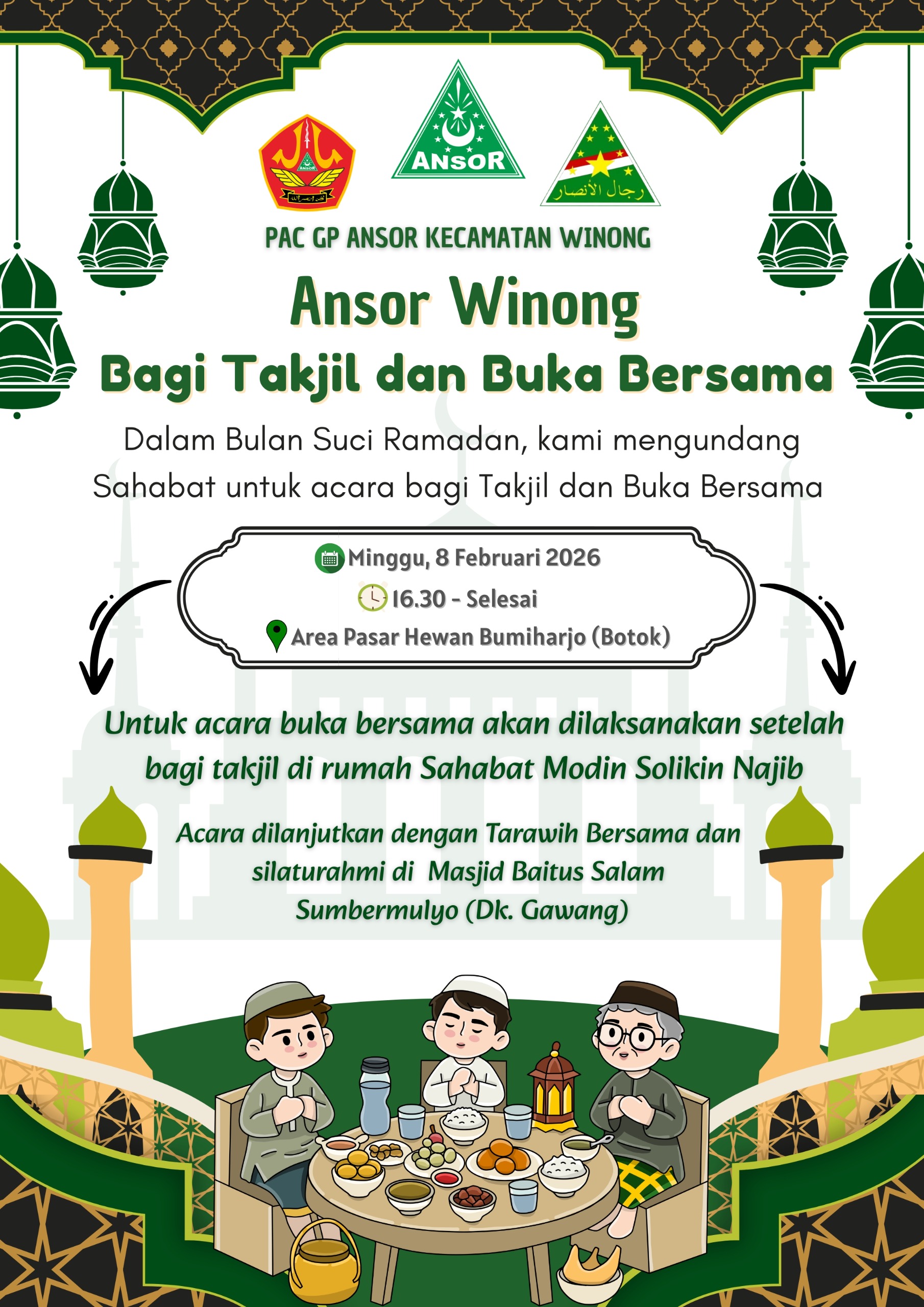Ansor Winong Gelar Bagi Takjil dan Buka Bersama untuk Pererat Silaturahmi di Bulan Ramadan